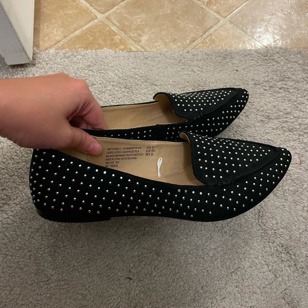 Studded Black Flats